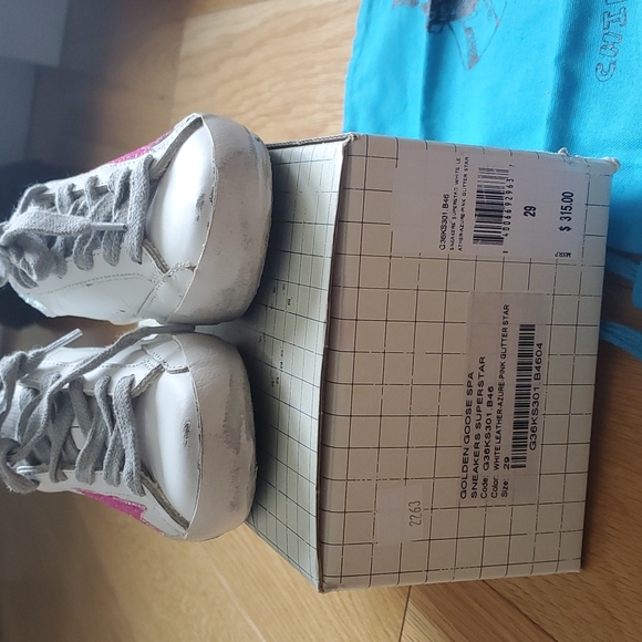 GOLDEN GOOSE PINK GLITTER STAR SUPERSTAR SNEAKERS KIDS -NEW - Picture 11 of 13